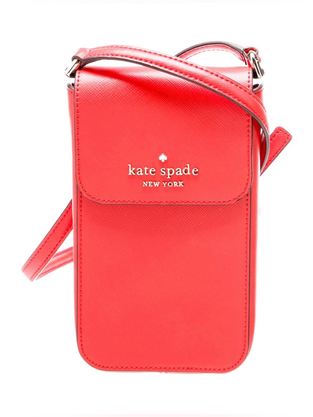 kate spade red leather crossbody phone bag with logo